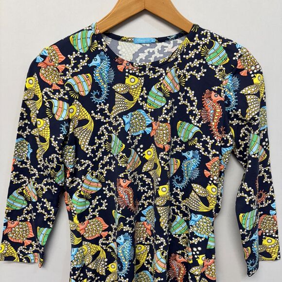 J McLaughlin 3/4 Sleeve Tee T-Shirt Top Size Small Catalina Cloth Fish C056 -11 - Picture 9 of 15